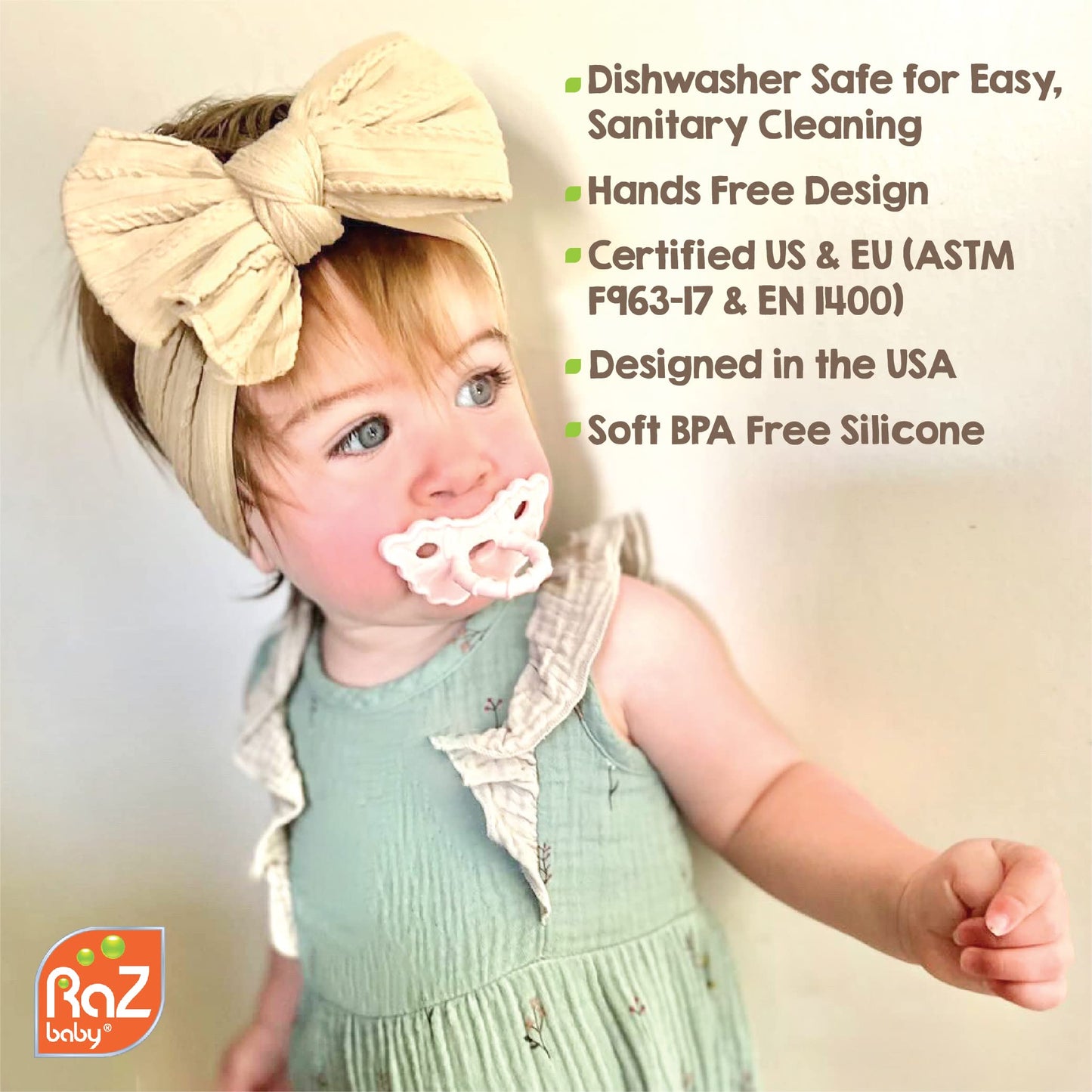 RaZbaby Penguin RaZbuddy w/RaZberry Teething Relief Pacifier – Soothes Sore Gums w/Nature-Inspired Texture, 100% BPA-Free Silicone Teether, Detachable Stuffed Animal – 3 Months+ Teether, Blue