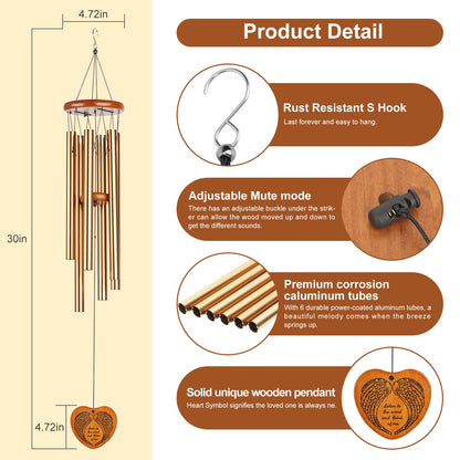 Wind Chimes for Outside,30" Large Deep Tone Sympathy Chimes, Memorial Loss of Loved One Mother Father, Meaningful Bereavement/Memorial/Sympathy Gift in Memory a one