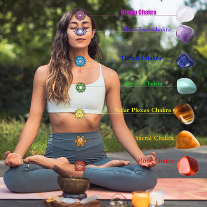 7 Chakra Tumbled Polished Natural Healing Crystals Stones Bulk Stones Crystal for Energy Reiki Tumbling Cabbing Balancing Decoration Gemstones Crystal Healing Meditation Therapy Gift 100g