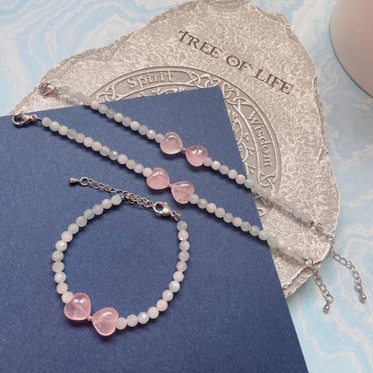 Fashewelry 42pcs Polished Heart Natural Rose Quartz Stone Beads Tumbled Chakra Gemstone Beads Crystal Healing Drilled Loose Beads for Earring Bracelet Necklace Jewelry Making