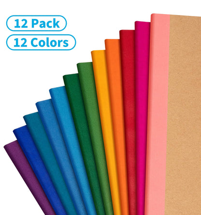 12 Pack Lined Notebook Journals Bulk, 7-1/2" x 9-3/4", Wide Ruled Paper, 30 Sheets/60 Pages, Kraft Cover with Rainbow Spines, 12 Colors Lined Composition Notebook Journal for Work Study Note Taking
