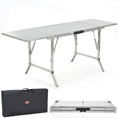 CAMPJOURNEY Folding Table IGT Camping Table, Portable Outdoor IGT Cook System, Stainless Steel Camp Table with Carry Bag for Car Camping Picnic RV Trip Patio Backyard BBQ