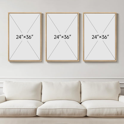 Framed Neutral Wall Art for Living Room, Large 3 Piece Abstract Pastel Grunge Forest Landscape Tree Canvas Artwork Set, Modern Art Decorative Nordic Painting Picture Prints for Hallway Office 24x36 In