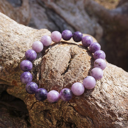 10mm Lepidolite Crystal Bracelet for Women Men | Natural Adjustable Handmade Lithium Purple Crystal Jewelry | Anxiety Relief & Stress - Emotional Balance | Fit for 7-8 inch Wrist
