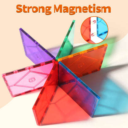 8 Piece Large Square Shape Magnetic Tiles Kids Toys, Magnetic Building Blocks STEM Magnet Building Set Preschool Learning Magnet for Kids Ages 3-5 4-8, Sensory Montessori Toys for 3+ Boys and Girls