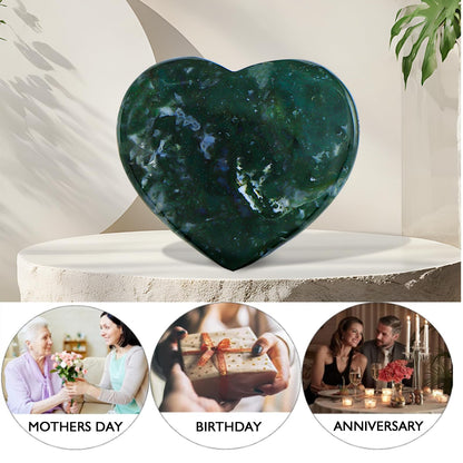 LEADGEM Ocean Jasper Crystal Heart Worry Stone for Anxiety Healing Crystals Heart Shaped Rock Stone for Valentines Day Wedding Decor