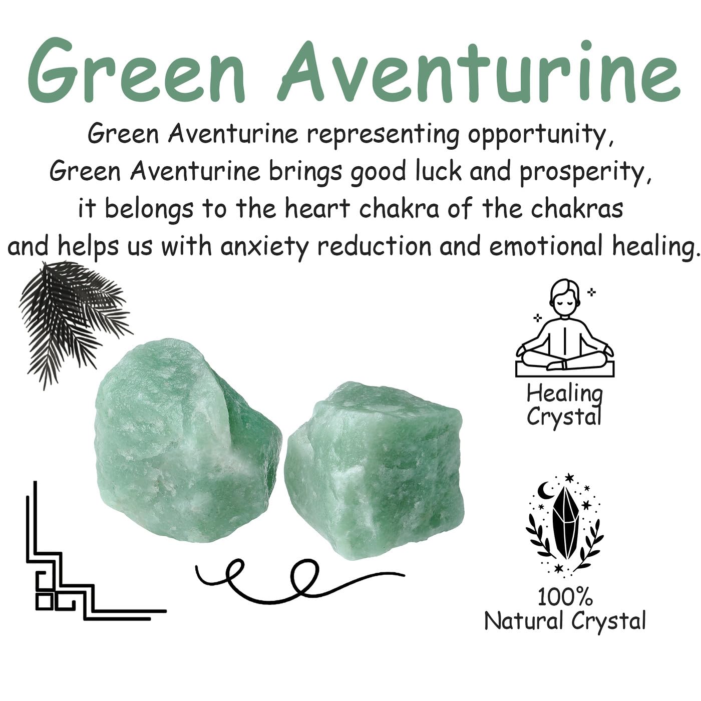 NUKAYAI 2Pcs Green Aventurine 1.8-2.2" Large Raw Crystals Stones Rough Rocks Healing Crystal for Wrapping Wire Wicca Reiki Cabbing Decoration DIY Polishing Natural Green Aventurine Rock Gifts