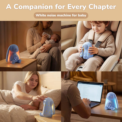 Mom's Choice Awards丨Bunny White Noise Sound Machine Baby for Sleep- AI Cry Detection, 100 Soothing Sounds, Full APP Access Included, Newborn Baby Boy Gifts, Night Light & Sleep Trainer, New Mom Gift