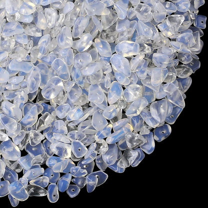 LAIDANLA White Opalite 400pcs Natural Chip Stone Beads 5-8mm Healing Crystal Irregular Gemstones Drilled DIY Loose Rocks Bead Crystal for Bracelet Earrings Necklace Jewelry Making Crafting