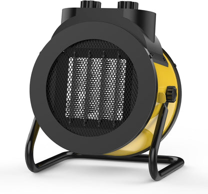 1500W Electric Space Heater with 90 Adjustable Angle, Overheat Protection, Heater for Garage, Office, Indoor Use (Yellow)