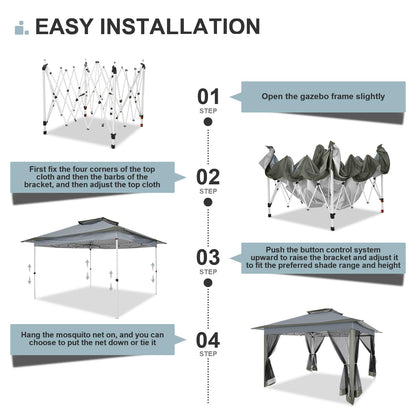 COBIZI 12x12 FT Pop up Gazebo on Clearance Outdoor pop up Canopy Tent,carpas para Patio, Shelter Tents with Sandbags & Portable Carry Bag, Patio Gazebos for Camping, Garden & Lawn, Darkgrey(Upgraded)