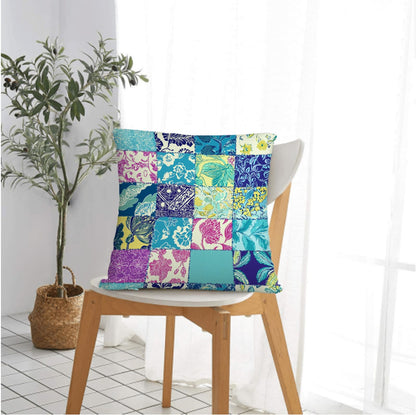 NenuVainl Throw Pillow Covers 18x18 Set of 2,Patchwork-Inspired Print Cushion Covers, Decorative Square Pillowcases for Couch, Bedroom, Living Room