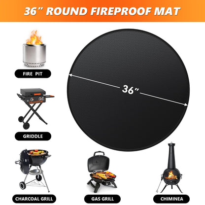 Huchiz 36'' Fire Pit Mat for Solo Stove Bonfire, Double-Sided Fireproof Under Grill Mat Deck Patio Protector Pad, Round BBQ Mat for Solo Stove Accessories, Easy to Clean, Reusable