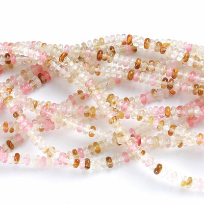 150PCS 2x4mm Natural Watermelon Tourmaline Stone Rondelle Beads Abacus Disk Stone Beads Round Loose Spacer Gemstone for DIY Bracelet Necklace Jewelry Making