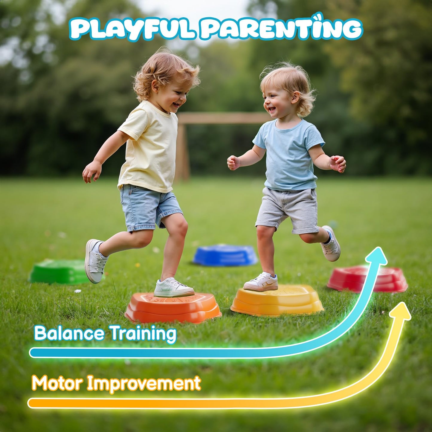 Calo 5Pcs Rechargeable Stepping Stones for Kids Toddler 3-5 with Light&Music,Balance Sensory Stepping Stones Indoor Outdoor Play,5 Long-lasting Batteries, Instant Response,Upgraded PVC, Support 200LBS