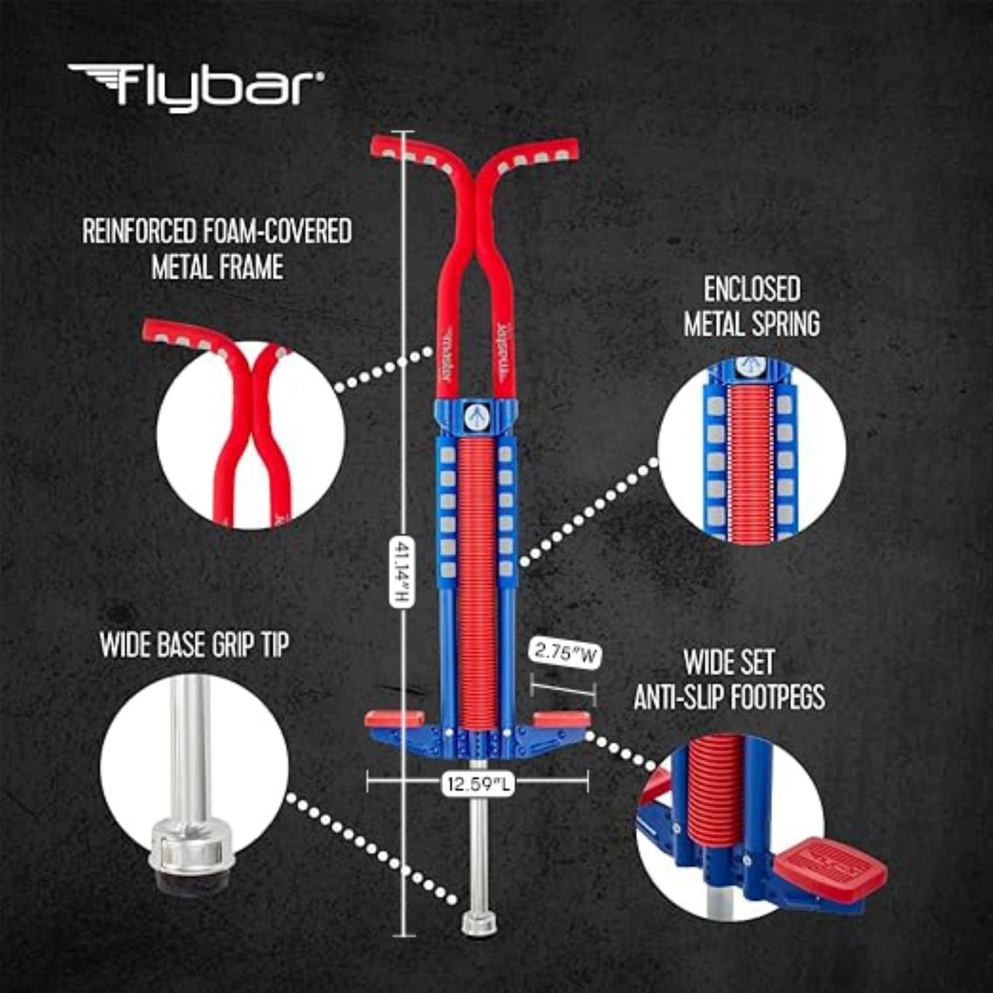 Flybar Master Pogo Stick for Kids Ages 9+, 80–160 lbs – Easy Grip Handles – Active Exercise Toy for Tweens & Teens – Outdoor Toy with Non-Slip Foot Pegs for Boys and Girls – No Assembly Needed