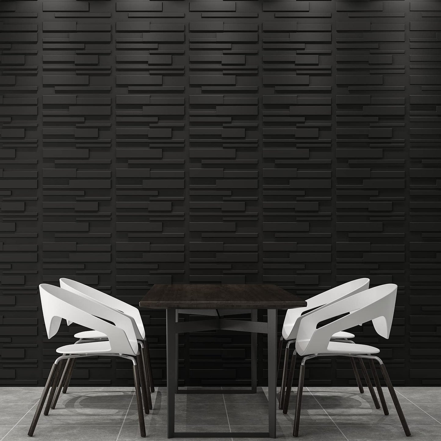 Art3d Decorative 3D Wall Panels 12 Pack 19.7" x 19.7" Creative Wall Panel for Indoor Decoration, Carbon Black