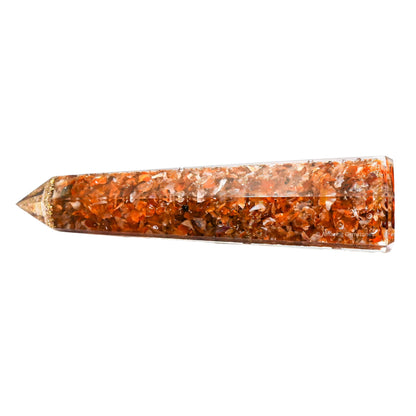 Amazing Gemstone Carnelian Orgonite Orgone Crystal Towers - Large 4.5" Orgonite Crystal Wand Obelisk Tower Point for Meditation, Crystals and Healing Stones Gift and Protection