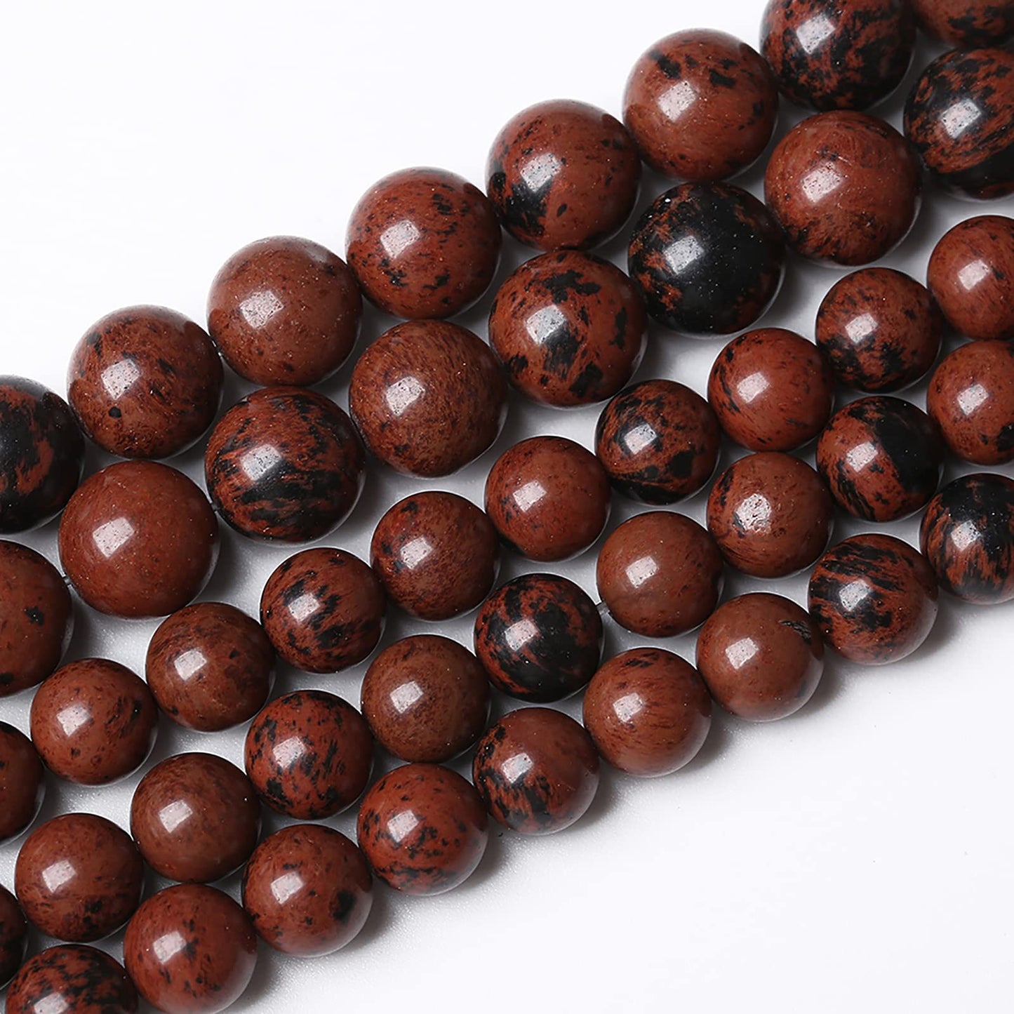 36PCS 10mm Natural Stone Mahogany Obsidian Beads for Jewelry Making Round Loose Spacer Beads DIY Bracelet Necklace (10mm, Mahogany Obsidian Beads)