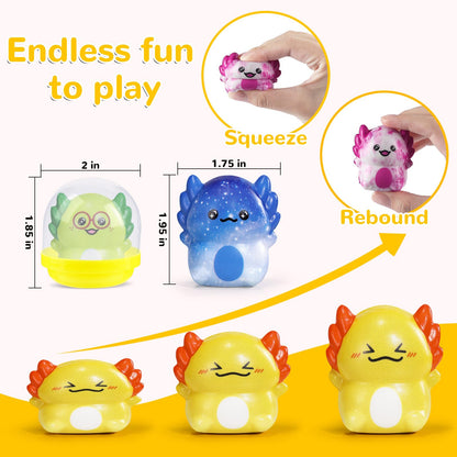SCIONE 40 Pack Axolotl Slow Rising Squishy Toys with Capsules, Soft Stress Relief Sensory Fidget Toys, Axolotl Party Favors for Kids, Classroom Rewards, Treasure Box Prizes, Easter Basket Stuffers
