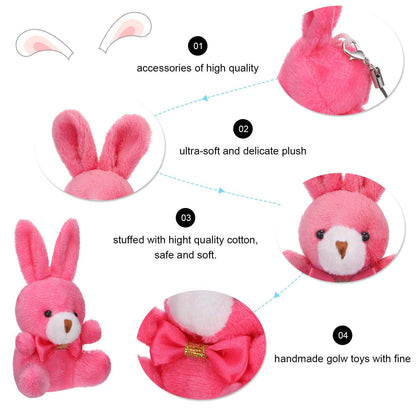 24 Pieces Easter Bunny Rabbit Plush Stuffed Animals 4 Inch Stuffed Bunny Toys Soft Tiny Rabbit Doll Plush Hanging Pendant Ornament Sitting Rabbit Plush Toy for DIY Keychain Easter Party Decorations