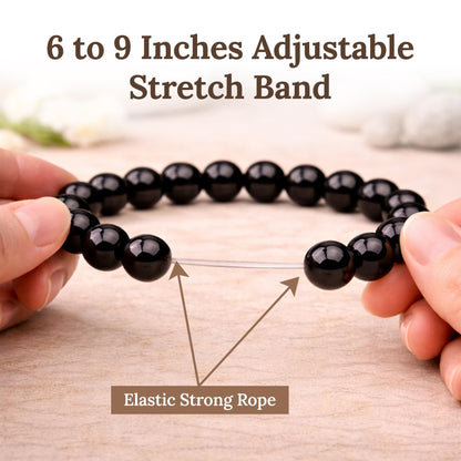 Elm City Direct 8mm Natural Stone Beaded Bracelet – Unisex Crystal Stretch Bracelets for Men & Women, Chakra & Healing Jewelry, Gift-Ready Beaded Bracelets (Obsidian, 8mm)