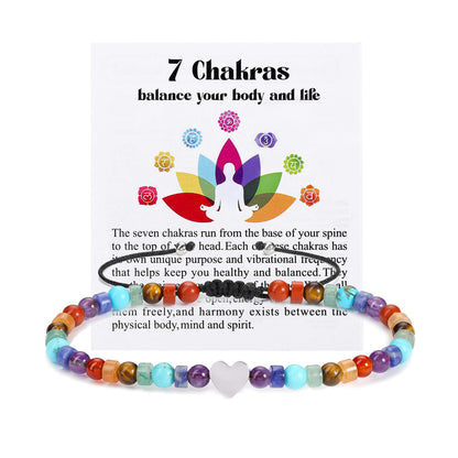 Top Plaza Chakra Bracelets for Women Heart Charm 4mm Natural Healing Gemstone Yoga Meditation Bracelet Handmade Beaded Spiritual Bracelet Adjustable Jewelry Mothers Day Gifts