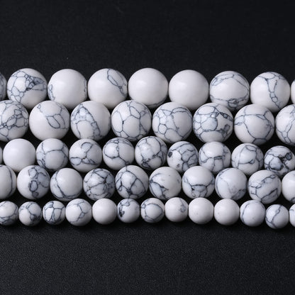 38pcs 10mm Natural Stone Beads White Turquoise Gemstone Round Loose Beads for Jewelry Making Crystal Energy Stone Healing Power DIY Bracelets (10mm, White Turquoise)