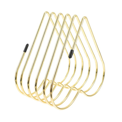 Kodrily Folder Holder for Desk, Heart Shaped Desk File Organizer Vertical File Holder, 5 Slots Iron Gold File Holder, Telescopic Book File Organizer Stand for Desk File, Gold