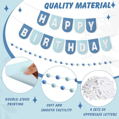 Hahafelt 125 Pcs Make Your Own Banner Kit Personalized Handmade Name Scallop Felt Banner for Baby Nurseries Kids Rooms Decor, Custom Banners for Birthday Wedding Baby Shower(Blue)