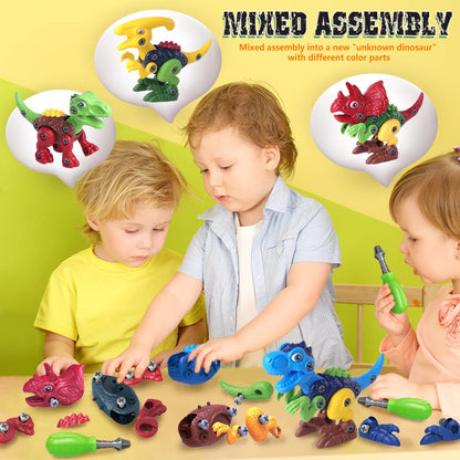 Officygnet 3 Pack Hover Soccer Ball and 4 Pack Take Apart Dinosaur Toys with Electric Drill for Kids, Indoor Boy Toys Age 6-8, 3-5, 5-7, Ideal Christmas Birthday Gift for Boys