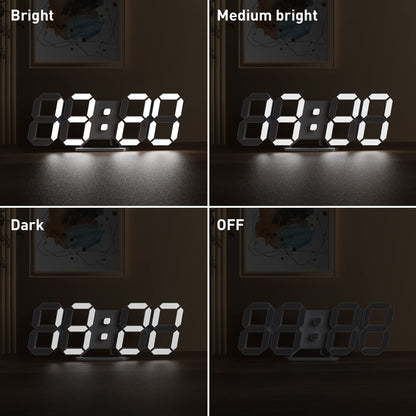 EDUP HOME 3D LED Digital Wall Clock/Desk Alarm Clock with Remote Control for Kitchen Bedroom Office, 9.7" LED Night Light Decor Clock Adjust Brightness 12H/24H Time Date Temperature, Great Gift