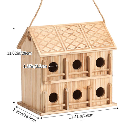 Bird Houses for Outside,12 Hole Bird House Room for 12 Bird Families - Large Wooden Outdoor Birdhouse Hanging for Bluebirds Hummingbirds Garden Decor