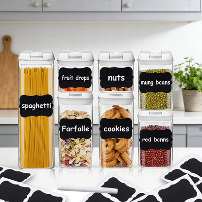 NCANBUS 180PCS Chalkboard Labels-3.4" x 2.1" Large Size Reusable Blackboard Stickers with 1 Liquid Chalk Markers for Mason Jars, Storage Bins,Craft Rooms,Food Containers and Pantry Storage
