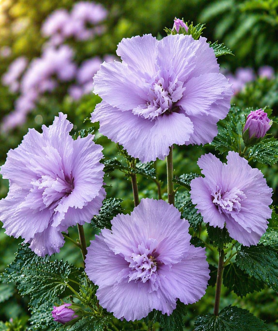 5 Purple Ardens Rose of Sharon Shrubs - 10-18" Tall Live Plants - Purple Althea Flowering Trees/Bushes - Hibiscus syriacus 'Ardens' - (5 Pack)