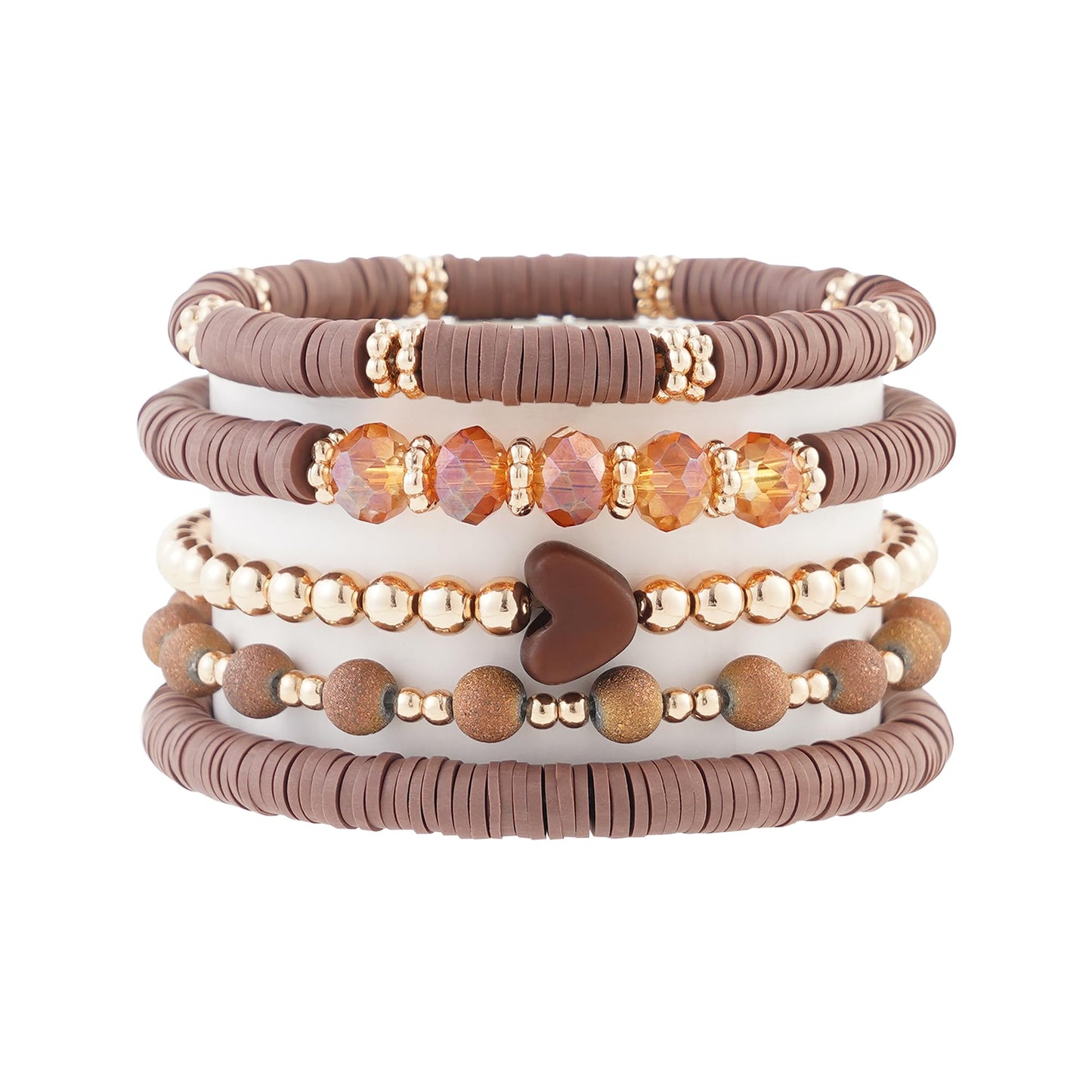 RISHEGAE Heishi Beaded Stretch Bracelets for Women Stackable Polymer Clay Beads Bracelets Friendship Boho Summer Beach Bracelet Jewelry Set