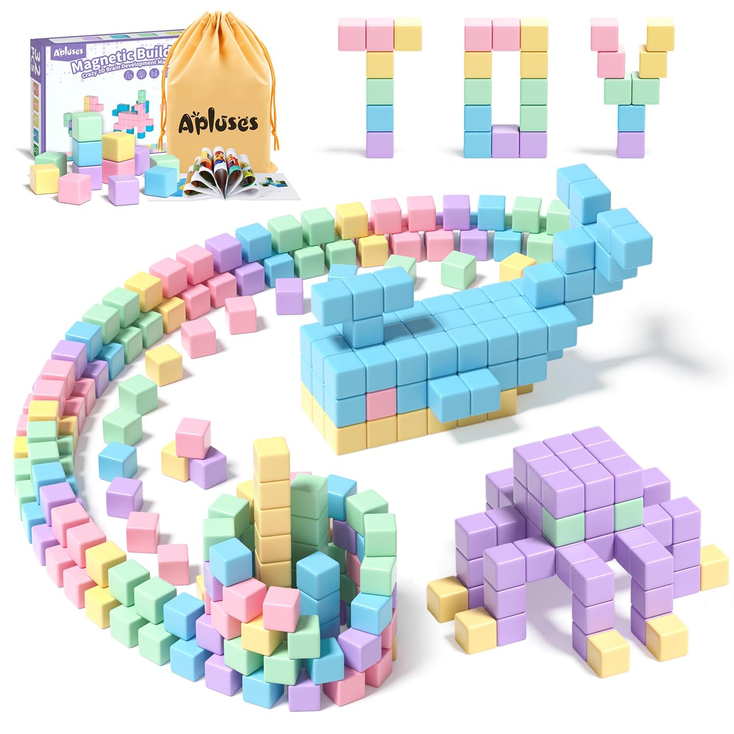 Apluses 74PCS Magnetic Blocks, Classroom Must Have Creative Learning Kids Toys | Preschool Montessori Sensory Autism Magnet Toys for Boys and Girls Ages 3 4 5 6