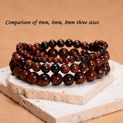 CHCCOYE 6mm Natural Healing Gemstone Bracelet Handmade Yoga Stretch Elastic Bracelet Stress Relief Crystal Jewelry for Men and Women (6mm,Mahogany Obsidian)