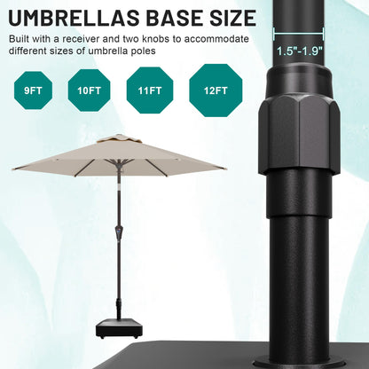 AreShark 123lb Max Capacity Patio Umbrella Stand, Mobile Outdoor Umbrella Base Heavy Duty Stand for Market Patio Outdoor w/ 4 Wheels, 2 Locks, 2 Knobs (Black)