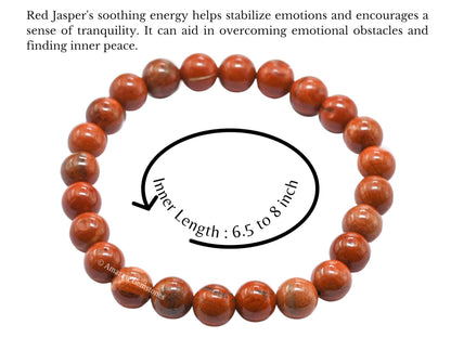 Amazing Gemstone Crystal Bracelet for Women Men's Gifts - Protection Healing Crystal Bracelet - 8mm Gemstone Beaded Stretchable Bracelet Pulseras Para Hombres Mujer Stocking Stuffers Mothers Day Gift (Red Jasper)