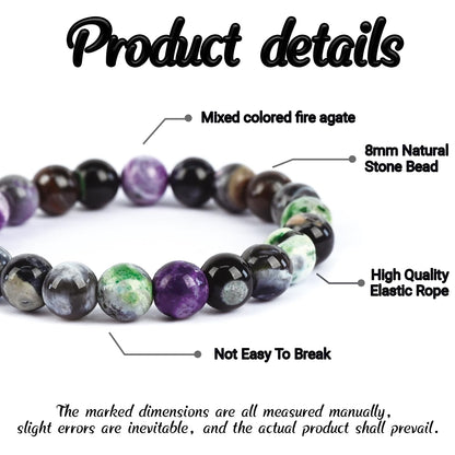 PZTIIY Crystal Bracelet - Natural Energy Crystal Bracelet for Men and Women (ZLY-Mixed color agate)