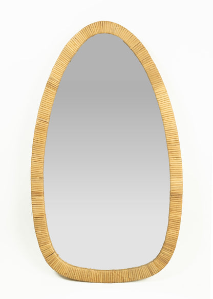 BOMINGHOME Rattan Boho Mirror for Decor, 31.5" x 18" Handmade Wall Mirror that is Farmhouse and Boho Wall Decor Style, Ideal for Hanging in the Bedroom, Living Room, Entryway, Nursery