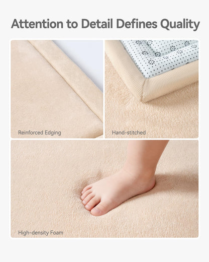 Ingdgnoso Baby Play Mat for Floor, 1.2" Thick Memory Foam 50"×50" Playpen Mat for Kids, Infants, Toddlers - Soft, Durable Baby Crawling Mat for Tummy Time, Sitting with Non-Slip Bottom (Beige)
