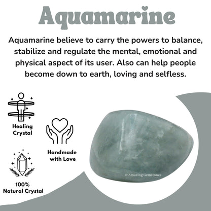 Amazing Gemstone Aquamarine Crystals and Healing Stones Tumbled - 1 oz, Natural Healing Stones for Energy Balance, Stress Relief - Premium Polished Gems Rocks for Meditation and Wellness