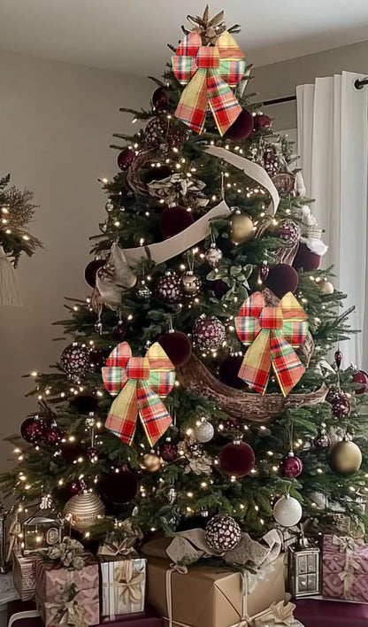 2.5 Inch 10 Yards Christmas Green Red Plaid Ribbon for Gift Wrapping, Xmas Farmhouse Ribbons for Crafting Wreath Bow Decorations