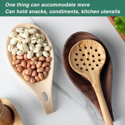 Wooden Spoon Rest for Kitchen, Spoon Holder for Stove Top or Countertop, Perfect Holder for Spatula, Spoons or Tongs(Walnut,Wood)