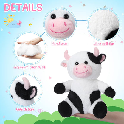 Syhood 6 Pcs Adorable Cow Stuffed Animals for Kids 10 Inches Cute Sitting Cow Plush Toy Dolls Plush Party Decor Vaquitas De Peluche Farm Stuffed Animals for Boys Girls Plushie Lover Birthday Gifts