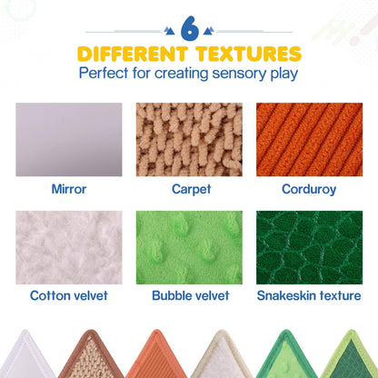 Samiusy Tactile Sensory Toys for Babies 6+ Months & Toddlers 1-3 Years | 6-Textured Sensory Mats for Fine Motor Skills | Washable Baby Play Wall Toys (6 Pack)