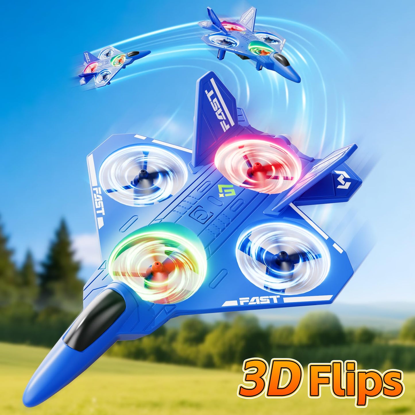 Remote Control Airplane Drone for Kids Ages 4-6-8-10-12, RC Plane Jet Drone with One Key Take Off-Landing, Headless Mode, 360° Flip for Kids Boys Beginners, Outdoor Flying Toys Birthday Gifts for Boys