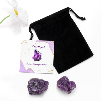 GolbalJew Amethyst Natural Raw Crystals 2PCS Healing Crystal Stones 1.2-2.0” Reiki Healing Gemstones for Meditation Chakra Balance Home Decor
